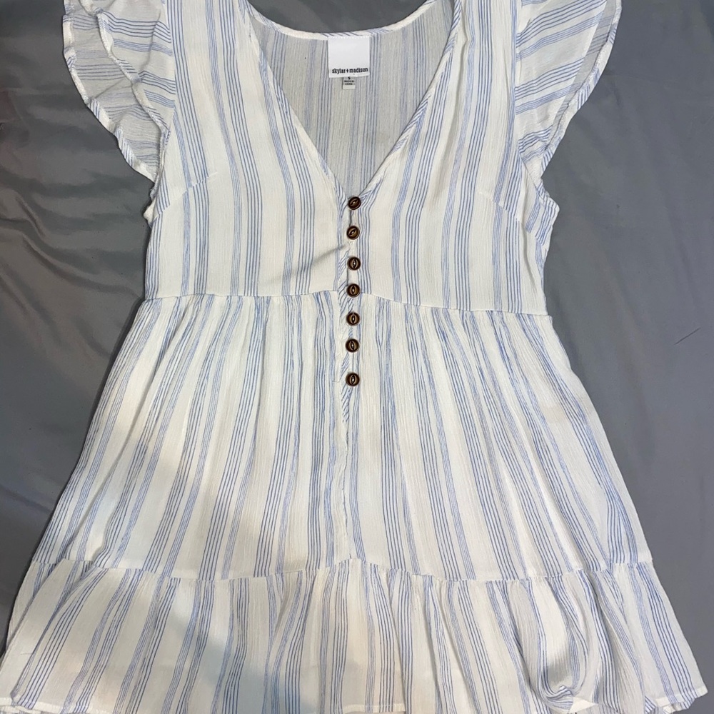 White & Blue Striped Dress
